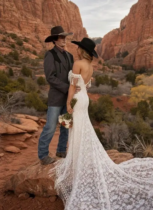 Outdoor-bride-in-romantic-boho-wedding-gown Outdoor bride in romantic boho wedding gown